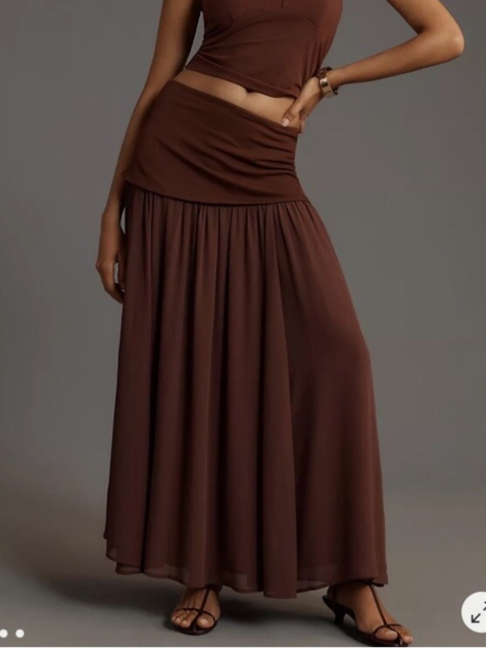 Anthropologie Dropped Yoke-Waist Maxi Skirt